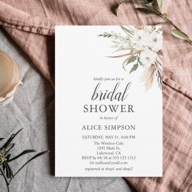 Boho Greenery Pampa Grass Bridal Shower Invitations