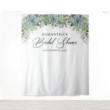 Boho greenery succulents gold frame  tapestry