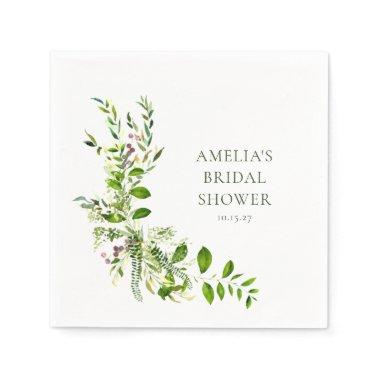 Boho Greenery Watercolor Floral  Napkins