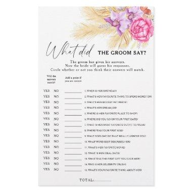 Boho greenery - What did the groom say bridal game