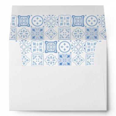 Boho Hand Painted Blue Tile Citrus  Envelope