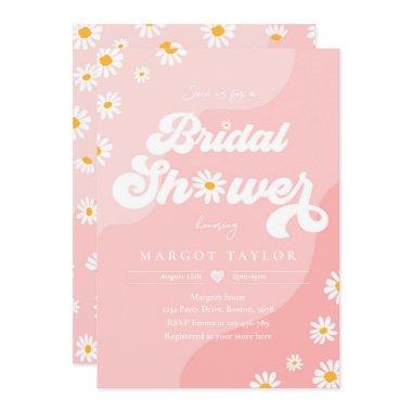 Boho Hippy Vibes Pink Daisy Festival Bridal Shower Invitations