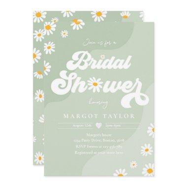 Boho Hippy Vibes Sage Green Festival Bridal Shower Invitations