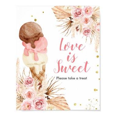 Boho Ice cream Pampas Grass Love is Sweet Sign