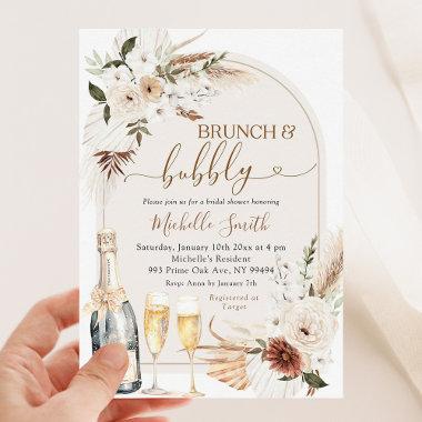 Boho Ivory Beige Floral Wine Bridal Shower Invitations