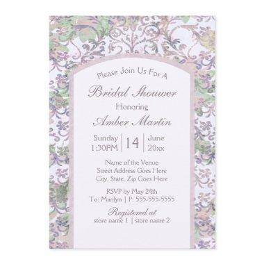 Boho Lavender Floral Damask Summer Bridal Shower Invitations