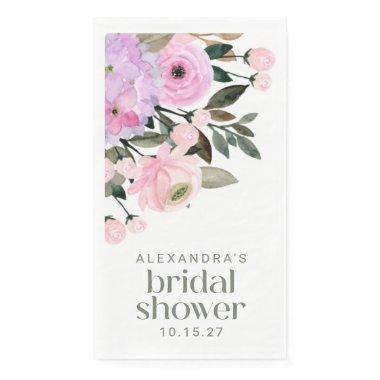 Boho Lavender Pink Floral Watercolor Bridal Shower Paper Guest Towels