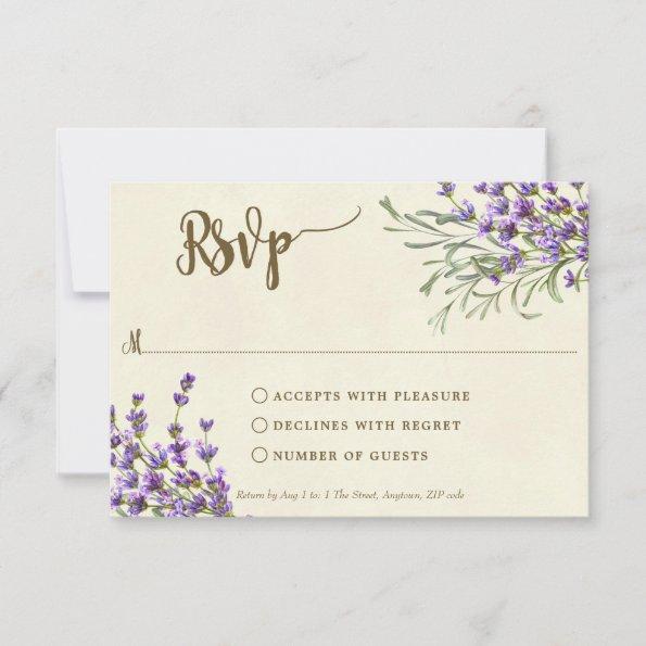 boho lavender wedding bridal shower rsvp card