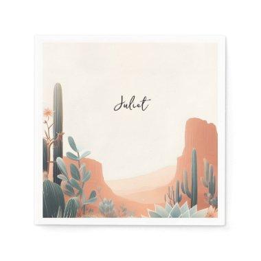 Boho Leaf Desert Cacti Succulent  Napkins