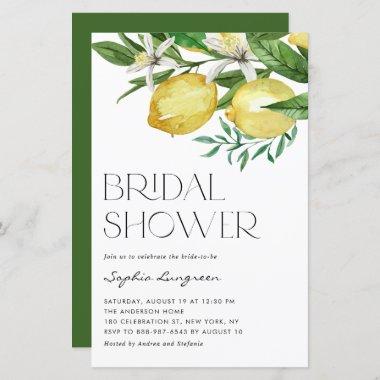 Boho Lemon and Blooms Bridal Shower Invitations