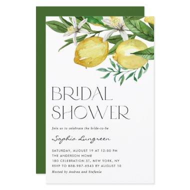 Boho Lemon and Blooms Bridal Shower Invitations