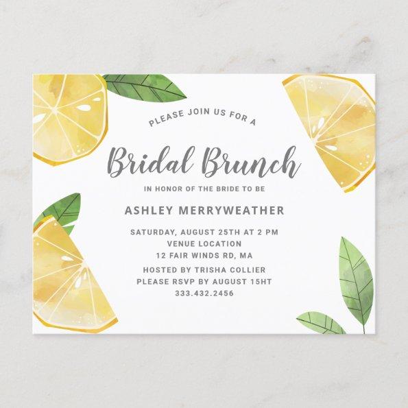 Boho Lemon Citrus And Leaves Bridal Brunch Shower Invitation PostInvitations
