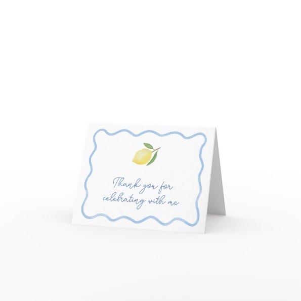 Boho Lemon Light Blue Wavy Border  Thank You