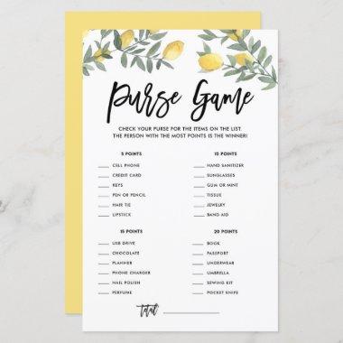 Boho Lemon What's In Your Purse Bridal Shower Game