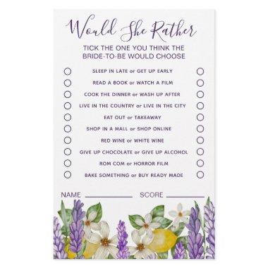 Boho Lemons & Lavender Would She Rather Game Flyer