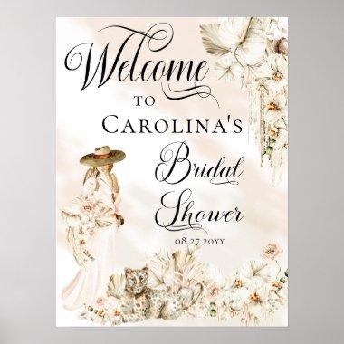 Boho Leopard | Woman Tropical Floral Bridal Shower Poster