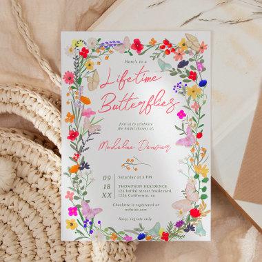 Boho lifetime butterflies wildflower bridal shower Invitations