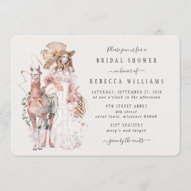 Boho Llama Bride Bridal Shower Invitations