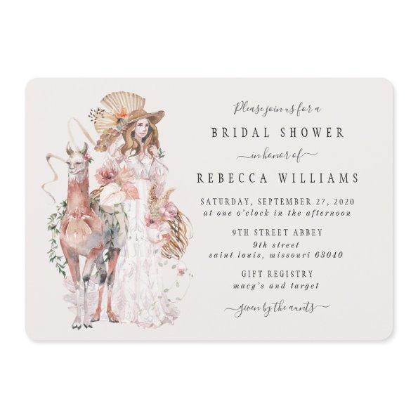 Boho Llama Bride Bridal Shower Invitations