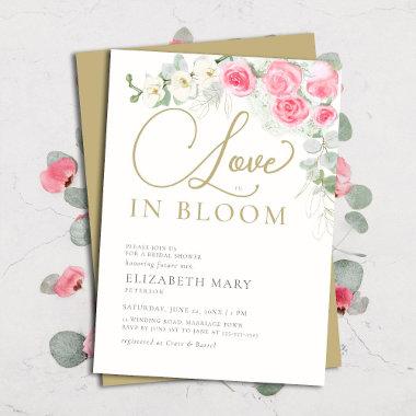 Boho Love in Bloom Roses Orchid Chic Bridal Shower Invitations