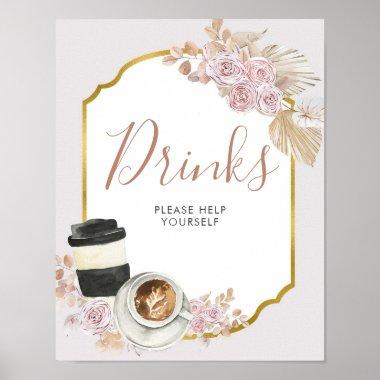 Boho Love is Brewing Bridal Shower Drinks Sign