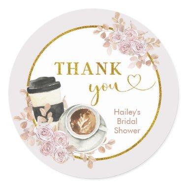 Boho Love is Brewing Bridal Shower Thank You Class Classic Round Sticker