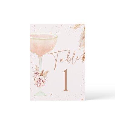 Boho Lunch Bubbly Bridal Shower Table Number Card