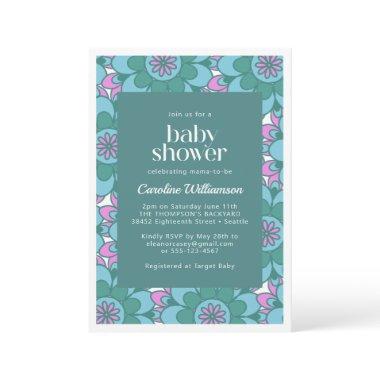 Boho Mandala Flower Colorful Groovy Baby Shower Invitations