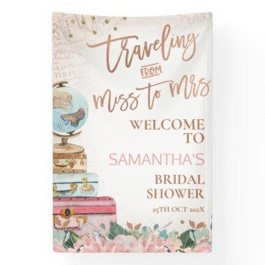 Boho Map Traveling Miss Mrs Bridal Shower Banner