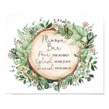 Boho Mimosa Bar Rustic Greenery  Poster