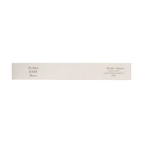 Boho Minimalist Beige Baby Shower Return Address Wrap Around Label