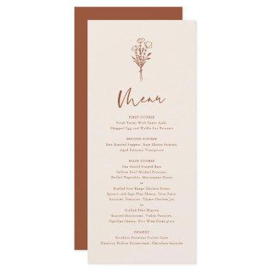 Boho Minimalist Botanicals Terracotta Wedding Menu