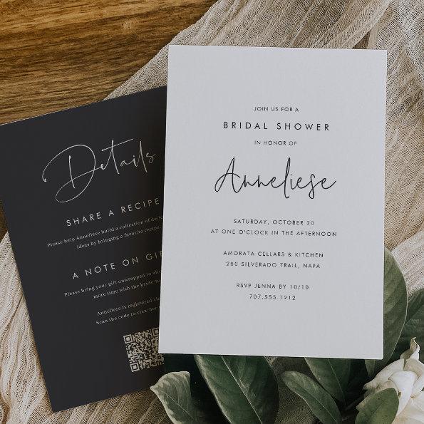 Boho Minimalist Handwritten Script Bridal Shower Invitations