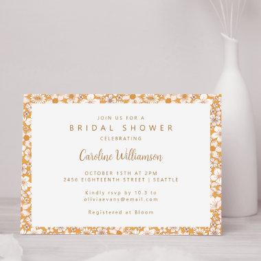 Boho Mustard Yellow Spring Floral Bridal Shower Invitations