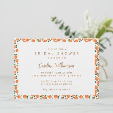 Boho Orange Citrus Fruit Cute Bridal Shower Invitations