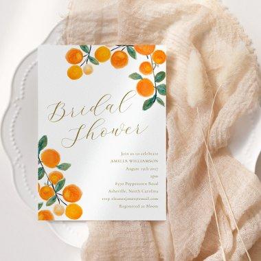 Boho Orange Citrus Fruit Watercolor Bridal Shower Invitations