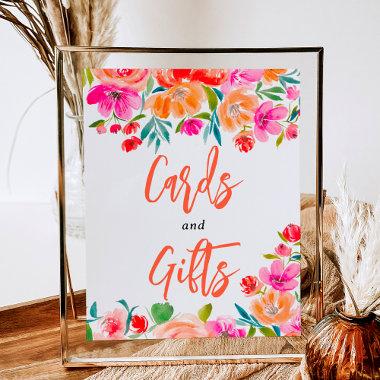 Boho orange floral wildflowers bridal bridal sign