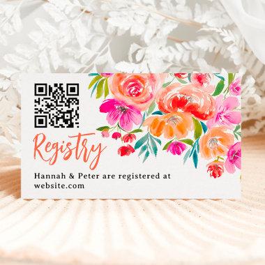 Boho orange floral wildflowers bridal registry enclosure Invitations