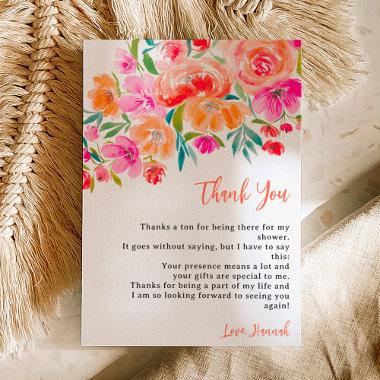 Boho orange floral wildflowers bridal shower thank you Invitations