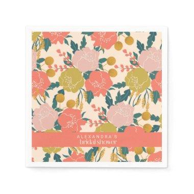 Boho Orange Green Botanical Custom  Napkins