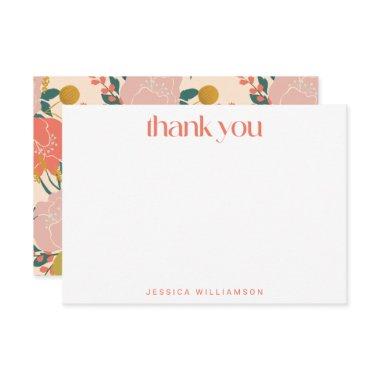 Boho Orange Green Botanical Custom Bridal Shower Thank You Invitations