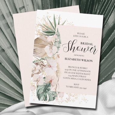 Boho Orchids Palms Bridal Shower Invitations