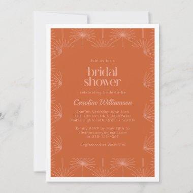 Boho Palm Botanical Burnt Orange Bridal Shower Invitations