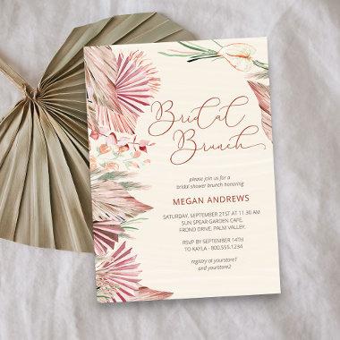 Boho Palm Dried Tropical Foliage Bridal Brunch Invitations