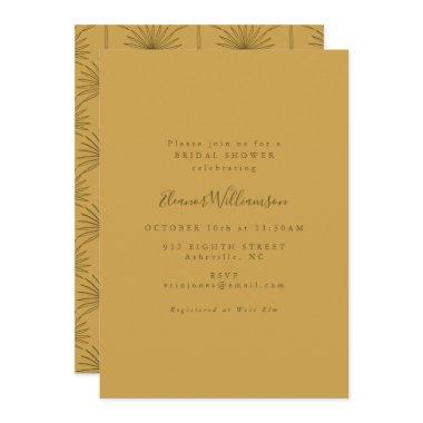 Boho Palm Leaf Botanical Yellow Bridal Shower Invitations