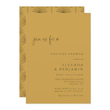 Boho Palm Leaf Botanical Yellow Couples Shower Invitations