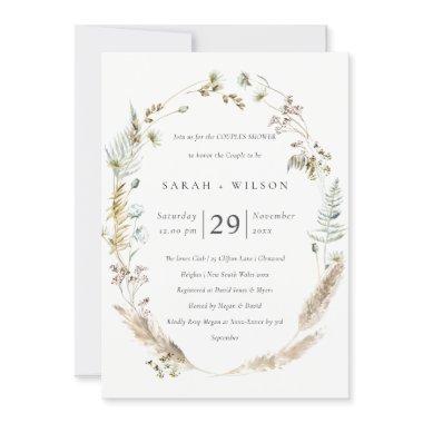 Boho Palm Pampas Grass Flora Couples Shower Invite