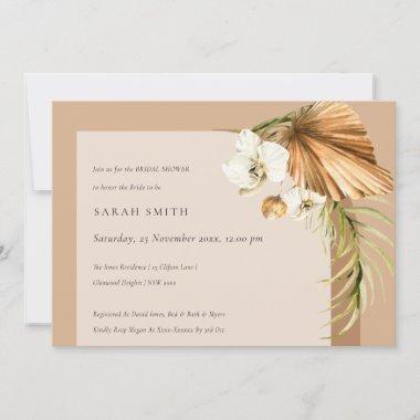 Boho Palm Rust Floral Arch Bridal Shower Invite