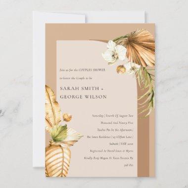 Boho Palm Rust Floral Arch Couples Shower Invite
