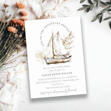 Boho Palm Sailboat Seascape